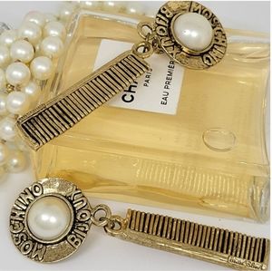Vintage Moschino Bijoux Rare Signed Comb Earrings